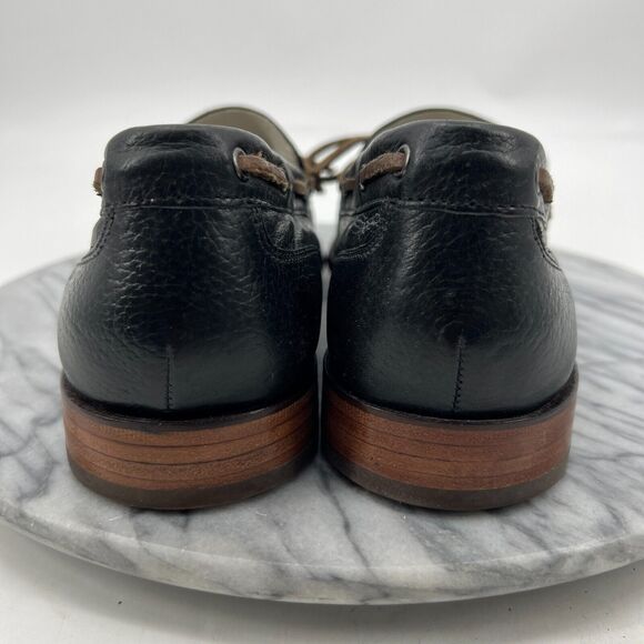 Cole Haan Loafer Boat Shoes Mens 10.5 Black Bow Tied Pebbled Leather Slip On main image 8